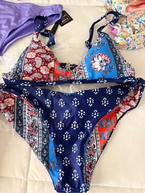 Navy Multi-Print Two-Piece Swimsuit